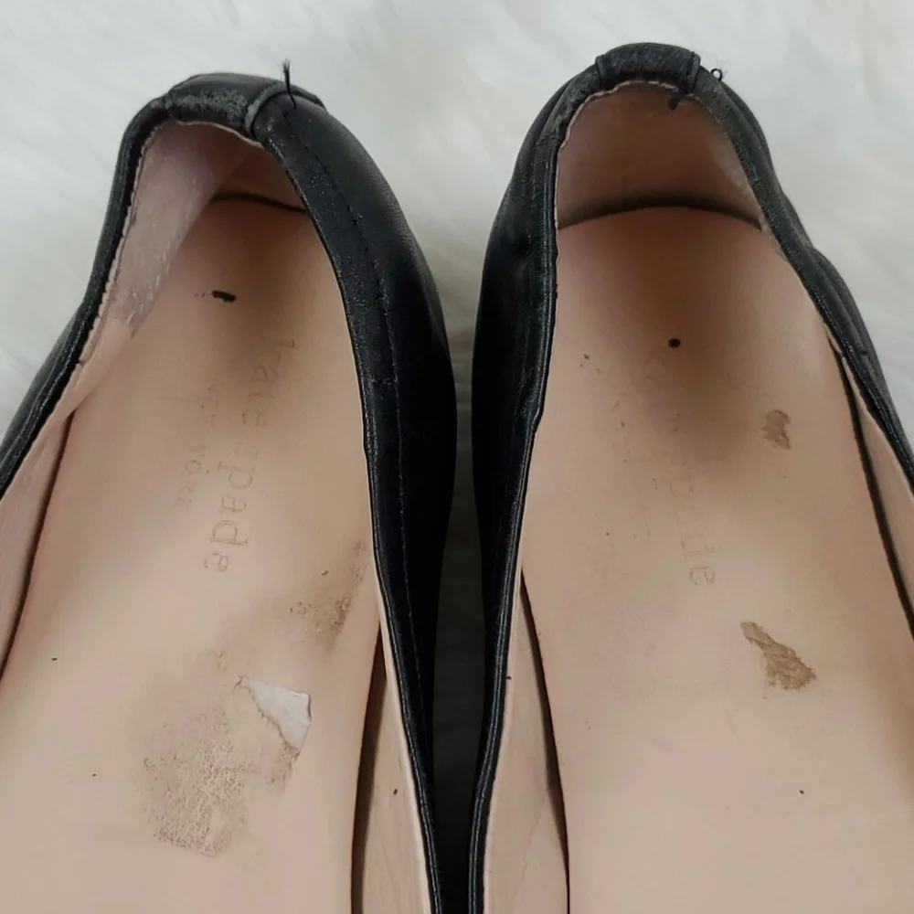 Kate Spade black leather upper shoes flat size women 6.5